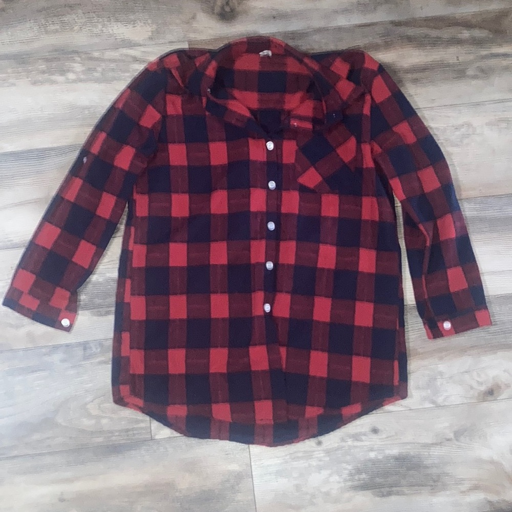 My Beloved Red & Blue Plaid Women’s Top Size M